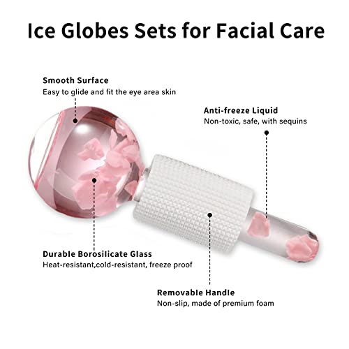 Мразот на мразот Хизозе за лице, 2 парчиња ладење за ладење на лицето, цветниот мраз глобуси, безбедна и многу ефикасна алатка за масажер на