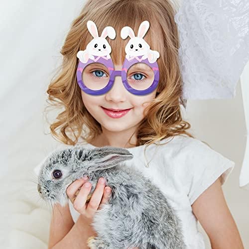 Gotgala 12 парчиња Велигденски очила Среќни Велигденски тематски забави Декорации зајаче уши пилиња јајца очила Фото штанд реквизити за деца