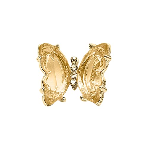 Зитјани Елегантна пеперутка нокти уметност Златна легура со кристално украсување на ноктите за жени девојки
