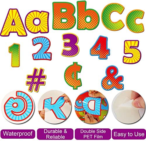 260 компјутери букви Комбо пакет 4 ”Супер тематски украси во училницата Азбука букви Броеви симболи Билтен табла издлабочи букви азбука