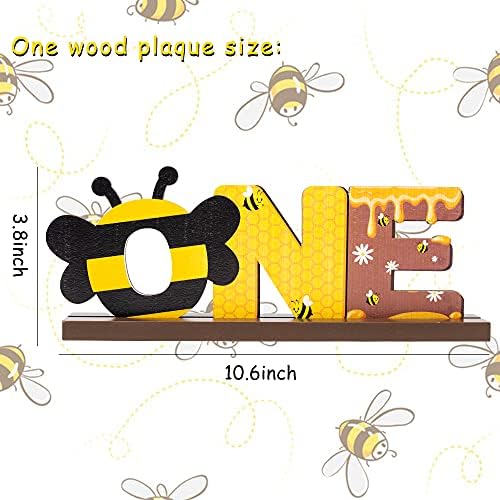 ОСНИ Бумбари Пчела Една Буква Знак Дрвена Маса Центри Слатка Пчела Партија Декор За Бебе Момчиња Девојки Лето Мед Пчела Тема 1