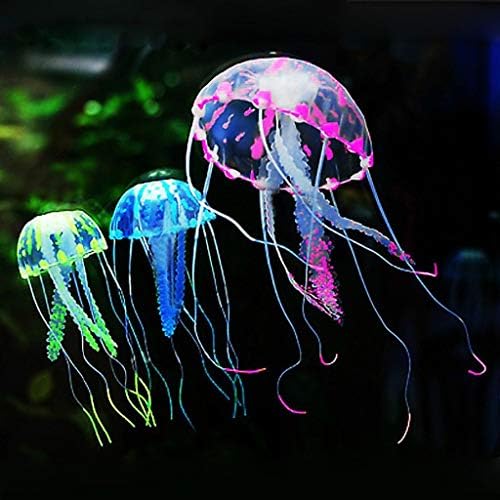 Zhenlik 1 пакет вештачка блескава медуза, флуоресцентна силиконска симулација, лебдечки, украс за украси за рибини, аквариум декорација, портокалова,