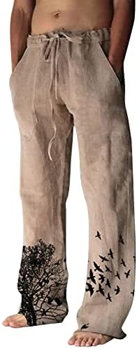 Миашуи спална соба со машка модна лежерна печатена џеб чипка на панталони со панталони со голема големина момче