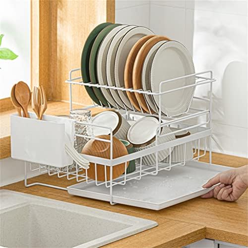 Xwozydr двојно јадење кујна повеќеслојна полица со голем капацитет за одводнување на садови за складирање и решетка за завршна обработка
