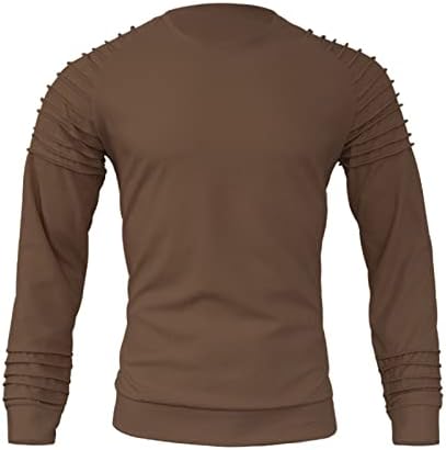 XXBR Зимски машки обичен ракав Raglan Raglan Solid Sweatshirt Bluze преклопете долги ракави на врвовите на вратот на вратите на вратот