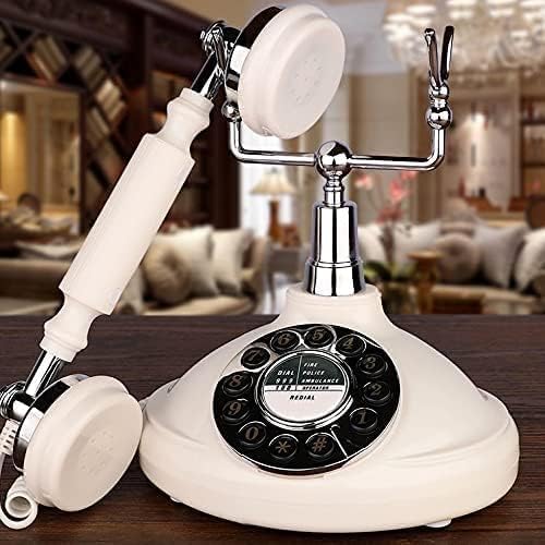 Xialiuxia Ретро фиксна телефон бела изработена од ABS антички фиксен телефон стариот кабел за преработка за домашна канцеларија хотел бар