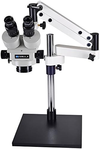 Meiji Techno EMZ5 -V7-7X -45X - двогледен - зум стерео инспекциски микроскоп - Артикулирање на штанд за бум - LED светло на прстенот