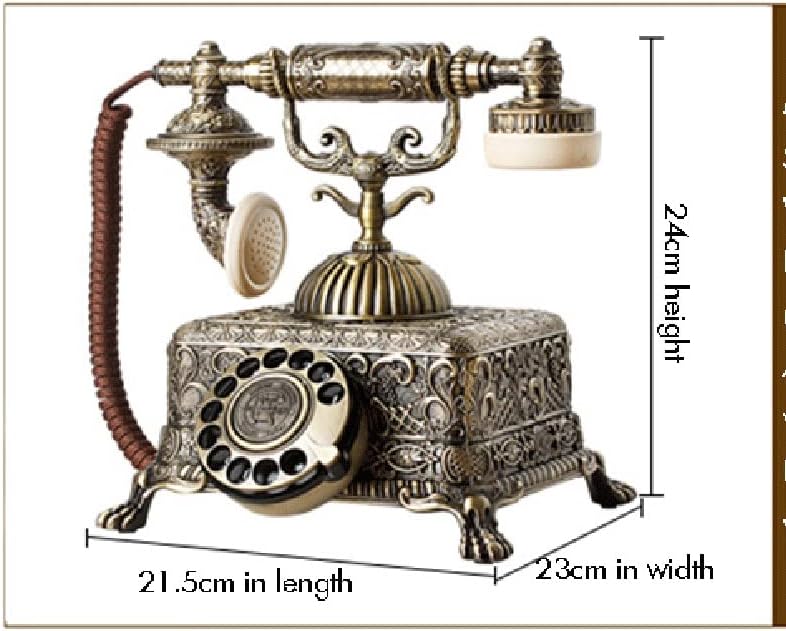 SJYDQ Метал Гроздобер Антички телефон старомоден телефонски фиксна линија со ротационо бирање за декорација на домашни канцеларии