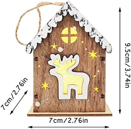 Декорација на прозорец за новогодишна елка Божиќни дрвени занаети дрвена светлина што емитува мала куќа мала дрвена замав куќа дворови украси