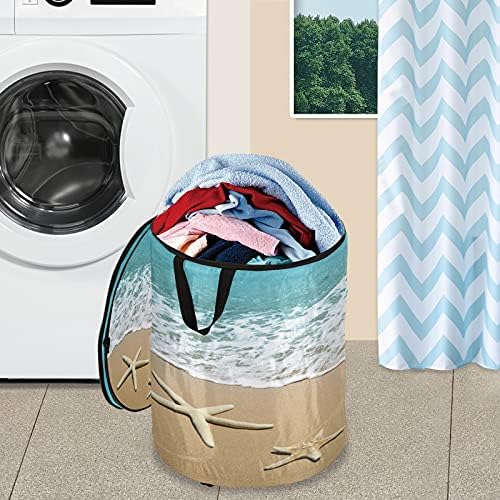 Алаза 50 L Поп-ап алишта за перење, starвездена риба на песок на плажа хонорарно склопувачки корпа за голема облека за играчки за облека