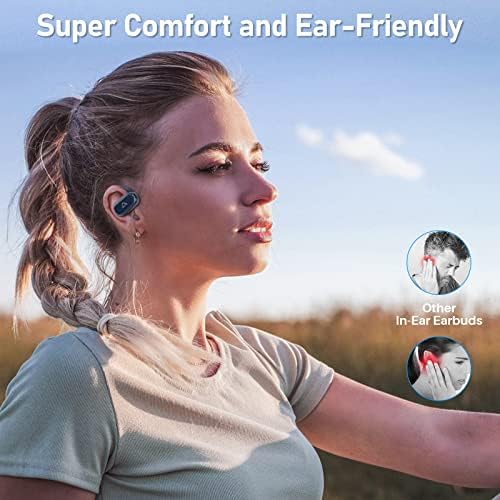 Слушалки за безжични слушалки на отворено уво Bluetooth 5.2 ушни ушни ушни спортови за спроводливост на воздухот, двојни динамички