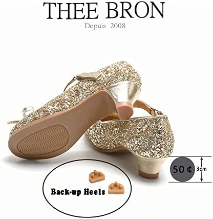 Тебе Брон мали девојчиња Мери Janeејн потпетица чевли за фустани принцези лак за свадбени пумпи за венчавки