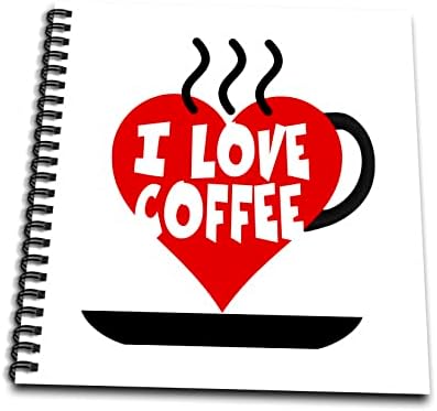 3drose Слика на зборови сакам кафе со чаша кафе во форма на срце - цртање книги