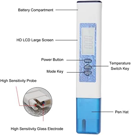 4 Во 1 Тестер За Вода, Рн Метар Дигитален Тестер За Квалитет На Вода, Рн Метар Тдс Метар Јасна Вредност Дисплеј Со Позадинско Осветлување Дигитален