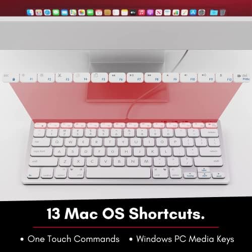 Macally Мала жична тастатура за Mac и Windows - 78 клучеви за прекинувачи за ножици Компатибилна тастатура на Apple - USB мини тастатура што