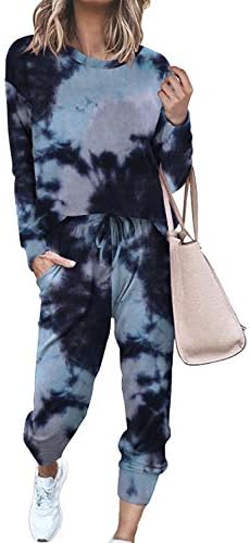 Wftbdream жени со две парчиња облека за врски со долга ракав пулвер пижами сетови