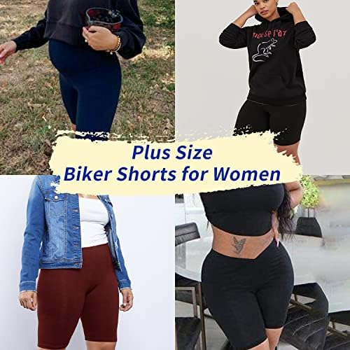 NexiePoch Biker Shuter Shorts за жени со џебови - 8 плус големина со висока половината Спандкс шорцеви за лето за трчање на јога
