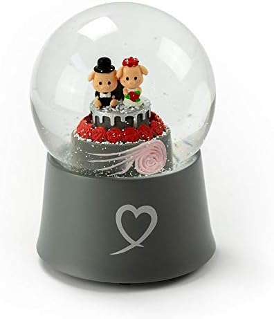 Симпатична Мала Пиггис свадба двојка на торта 18 белешка музички снежен глобус - многу песни што треба да се изберат - три монети