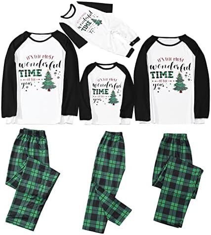Божиќни пижами за семејство 2022 Тоа е прекрасно време за печатење на буквата PJS Појавување на сетови за Божиќни украси на ПЈ