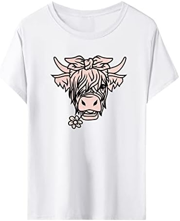Долга ракав висока кошула женска обична маица со кратки ракави со кратки ракави, основни летни врвови, лабава чиста крава жени лето