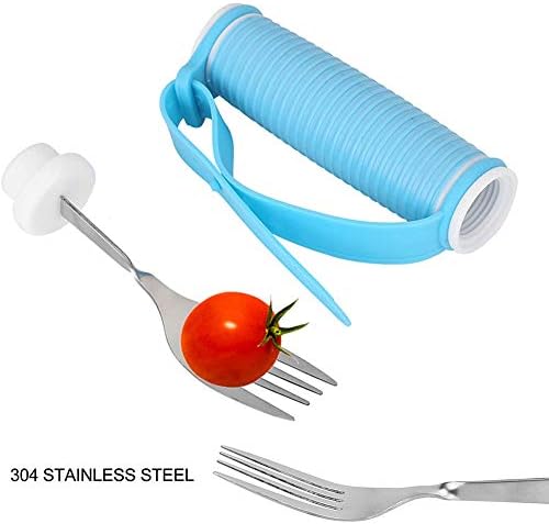 HJK Јадење вилушка, прибор за јадење Еликлив со прилагодлива лента, флексибилна ротирачка вилушка од не'рѓосувачки челик самостојно јадење