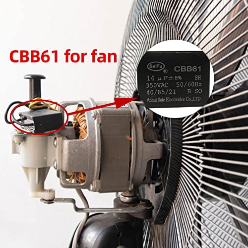 AKZYTUE CBB61 Кондензатор 14UF 350V Ac Тавански Вентилатор 2 Жица 50/60Hz За Стартување Електричен Вентилатор Генератор Пумпа Мотор