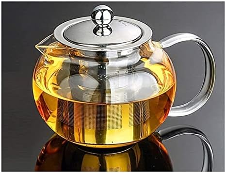 Имајзабавен Котел чајник чајник 800мл Стаклен Чајник Отпорен на Топлина со Нерѓосувачки Челик Натопи и Капак Чајник