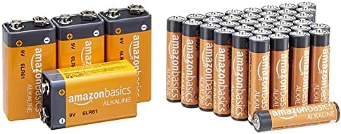 Амазон Основи 9 Волти Секојдневно Алкална Батерија-Пакет од 4 &засилувач; 36 Пакет Ааа Со Високи Перформанси Алкални Батерии, 10-Годишен
