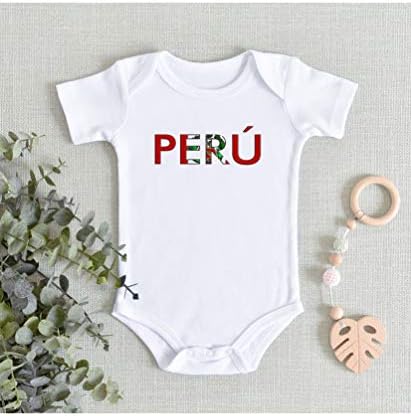 TriplebDesigns Peru Cute Baby Bodysuit Peruvian Flag Flag Новороденче, ромпер подарок за ромпер