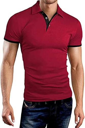 XXBR машки поло маички предни плочи на вратот на вратот на голф врвовите на голф летни кратки ракави обични тениски кошула