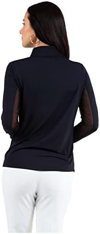 Атлетизмот на Ибкул носат Сонце заштитно сонце UPF 50+ Техника за ладење со лекови со долг ракав, исмејувајте го вратот на вратот со под рака мрежа 80000 црна цврста XL