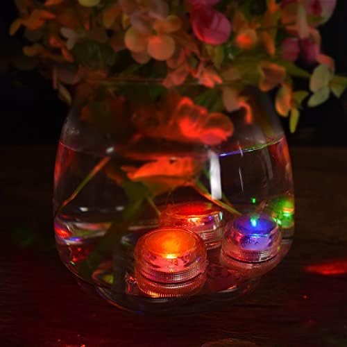 Мини потопливи LED светла со далечински, разнобојни подводни чајни свеќи, водоотпорни потопливи чајни светла батерија управувани со потопливи