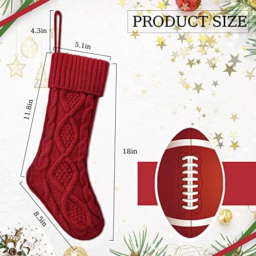 Зифти Божиќни чорапи 4 пакувања 18 инчи голем декор плетен Божиќ, порибување мека топла двострана класична декорација за семејни празнични забава