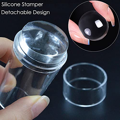 Gexo nail art stamper clear silicone комплет со украси за гребени материјали 1 парчиња транспарентен желе меко печатење за брзи француски нокти