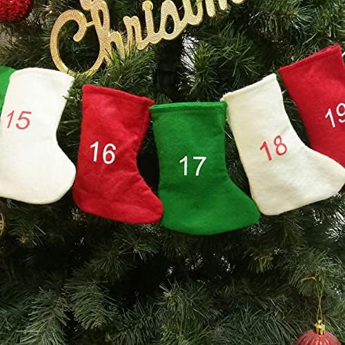 24 ПАРЧИЊА Чорапи Божиќни Украси САМИ Божиќно Одбројување Ѕид Календар Торба За Подароци Приврзок Божиќно Витраж