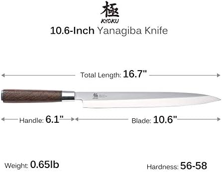Киоку Самурај Серија 5-Нож Сет Со Блок + 10.5 Јанагиба Нож Јапонски Суши Сашими Ножеви-Јапонски Високо Јаглероден Челик