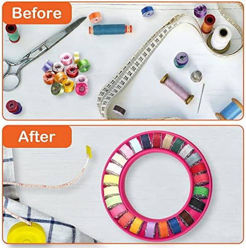 Neatbuddy 3 Pack Bobbin држачи, силиконски бобински прстени, различна машина за шиење во боја, организатор на бобин и 24 транспарентни