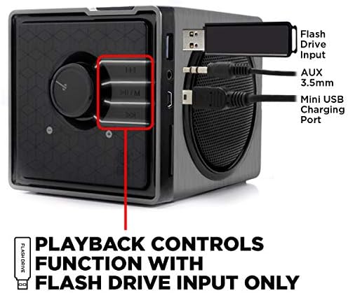 Gogroove Sonaverse BX жичен преносен звучник со USB музички плеер - коцка звучник со USB Flash Drive MP3 влез, 3,5 mm Aux порта,