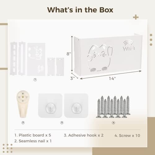 Кутија за складирање WiFi Wifi WiFi, кутија за складирање на рутер без вежба, кутија за аранжмани за пластични жици за домаќинства,