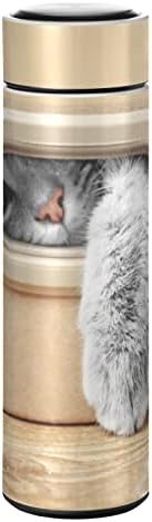 Катаку Симпатична Смешни Мачка Шише Со Вода Изолирани 16 мл Од Нерѓосувачки Челик Колба Термос Шише За Кафе Вода Пијалок Еднократно Широка Уста