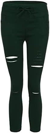 Kaxiya2021 Women'sенски пресек искинати слаби хеланки со високи половини, обесправени тренинзи, истегнат тенок панталони јога панталони