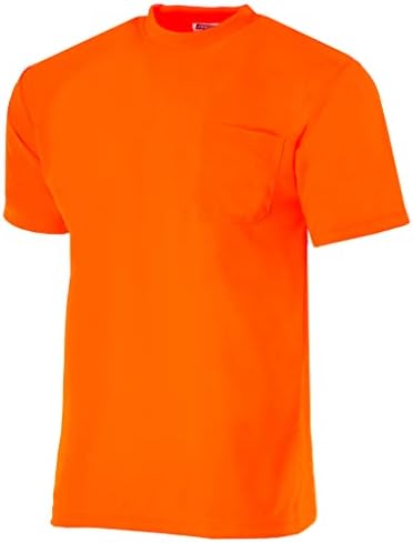 Безбедност на JoureStech Висока видливост портокалова или жолта кратка ракав за работа со кратки ракави со џеб од градите, ткаенина за