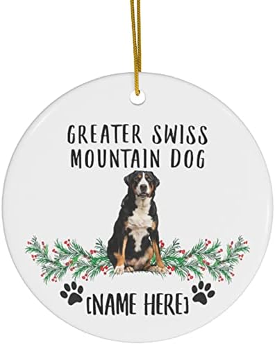 Поголеми швајцарски планински кучиња седат кучиња подароци 2023 украси за новогодишни елки персонализирани со вашите кучиња име Керамички