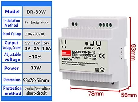 Снабдување со електрична енергија SJSW DIN Rail DIN DIN DR-15W 30W 45W 60W единечен излез 5V 12V 24V AC DC Конвертер прекинувач