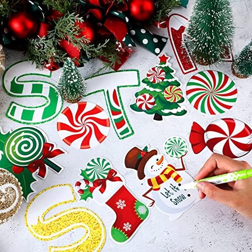 124 ПЦС Божиќни исечоци за билтени украси Мери Божиќни училници Билтен сет со отсекувања на пеперминт за Божиќ за зимски празници