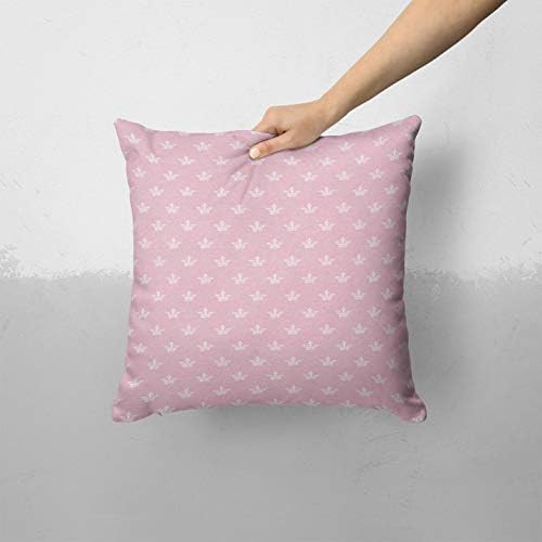 Iirov микро бели круни над розова боја - обичај украсен украсен украс за внатрешна или отворена капа за фрлање перница плус перница поставена за
