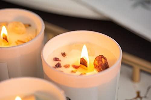 Органски свеќи со кристали внатре, не токсични природни свеќи, кристални свеќи за домашни мириси, смрека за ароматерапија подарок