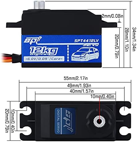 Injora RC Digital Servo Servo 12kg Метал опрема Дигитален серво мотор за 1/10 на патни турнеи со лебдат автомобил Тамија kyosho