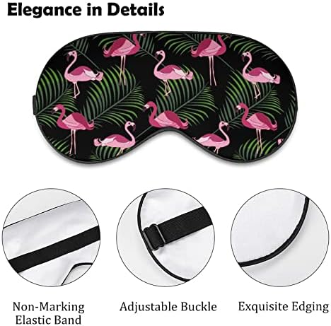 Пинк Фламинго и тропска флора печати маска за очите, блокирајќи ја маската за спиење со прилагодлива лента за работа за смена за спиење