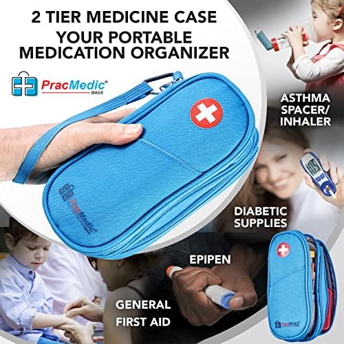 Pracmedic торби Епи пенкала носат куќиште - кутија за лекови - 2 нивоа на инсулин за патување за да се одржат материјали за дијабетичари,